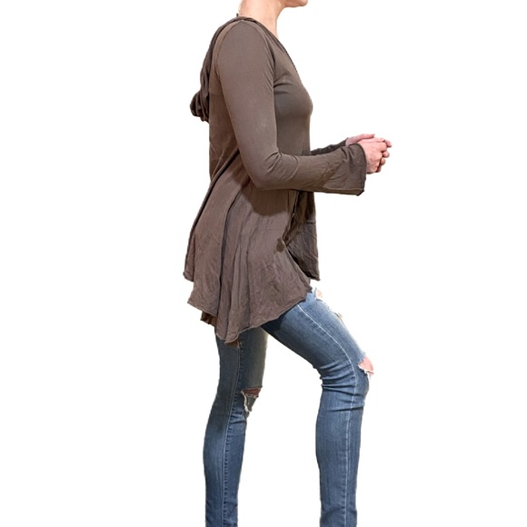 Bobi Handkerchief hem light tunic top brown small - Picture 3 of 9